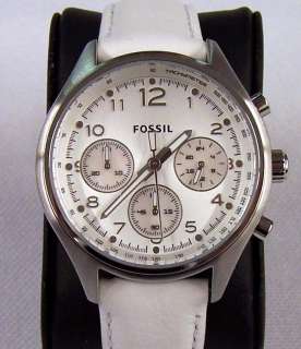 FOSSIL AUTHENTIC WATCH FLIGHT LEATHER CHRONOGRAPH WHITE CH2823 NEW 