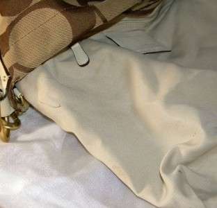   Large LG Hobo Shoulder Bag Khaki/Ivory 10620 GUC Authentic  