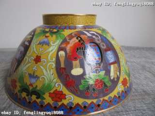 Chinese royal Pure Copper cloisonne enamel Gild Four Dragons bowl 