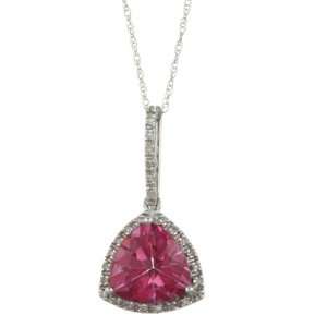   Gold 3.6cttw Trillion Pink topaz and Diamond Pendant Necklace Jewelry