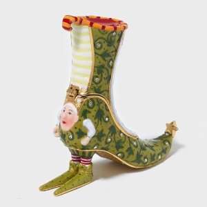  56 Krinkles Green Shoe Boot Jeweled Box #39372