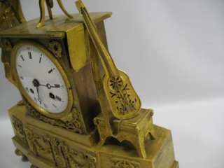 1800s Bronze French Gilt Ormolu Clock Air du Troubadour  