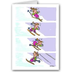  Funny Snow Ski Note Card Pack   Scared but cant get 