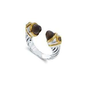  Entwined Smoky Quartz and Citrine Ring in 14K/SS Jewelry