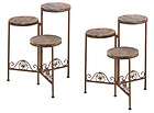 Two (2) 3 tier wrought iron round wood garden yard folding plant stand 