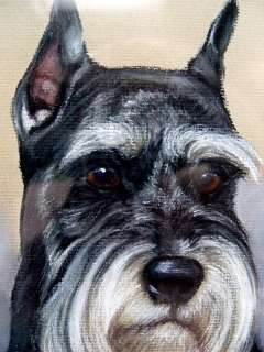 Schnauzer Painting Beautiful Drawing German Dog Signed  