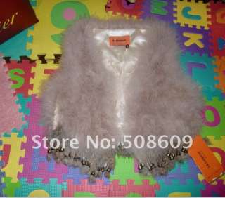 Hot Sale NEW Free Shipping New Ostrich Feather Fur Vest Soft Warm 