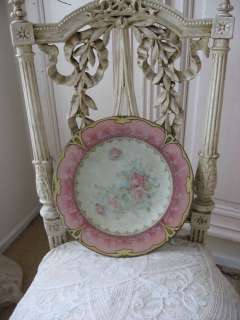 GORGEOUS Old Metal Tin PLATE Exquisite Soft PINK ROSES & BORDER Rare 