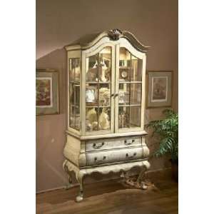   Tuscan Cream Hand Painted Curio Cabinet   Free Delivery Butler Cabinet