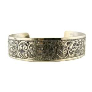   Style Sterling Silver Foliate Engraved Cuff Bracelet: Jewelry