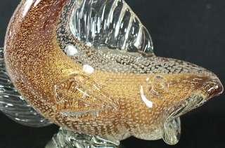Huge Gold Speckled Murano Glass Hand Blown Fish  