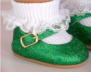18 Inch DOLL CLOTHES Green Glitter Shoes St Patricks Day  