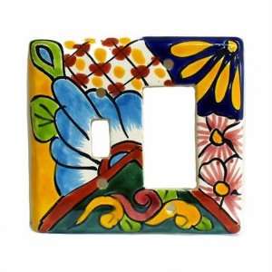  Talavera Switch Plate Cover   1 Flip Switch and 1 Rocker 