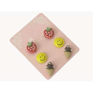   of 3 Color Cute Magnetic Stud Earrings for Girls Kids: Toys & Games