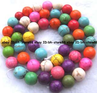 8mm multi colored Howlite Turquoise round Beads 15  