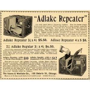  1899 Ad Adams Westlake Adlake Antique Repeater Camera 