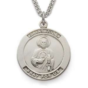 Sterling Silver 7/8 Round St. Jude, Patron of Hopless Causes Medal on 