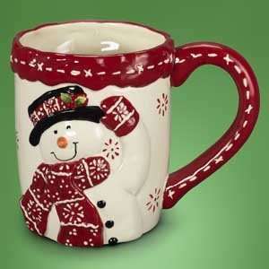  Pack Of 4 Happy Red Snowman Christmas Coffee Mugs