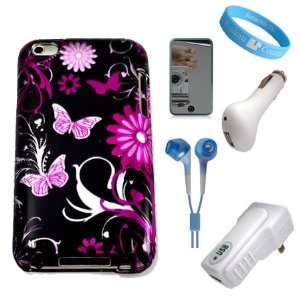  Snap On Pink Butterfly Pattern Back Cover for iPod Touch 