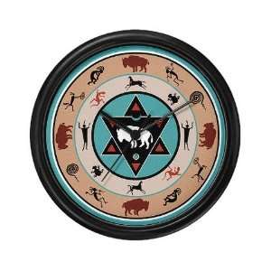  White Buffalo Medicine Wheel Art Wall Clock by  