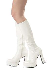 GOGO White Red Knee High Platform Boots Costume Footwear  