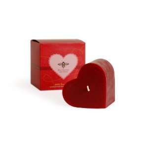   Pure Beeswax Candle, 3 inch Heart Beeswax Pillar   Red