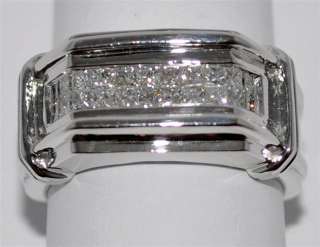 MENS DIAMOND WEDDING BAND RING 1CT 14K WHITE GOLD PRINCESS CUT 11MM 