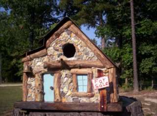 Birdhouse,Handcrafted,Functional,Rock Building,Tin Roof  