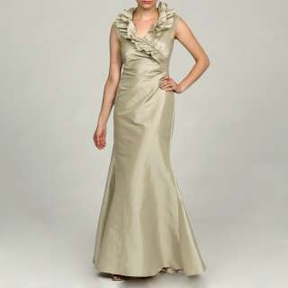 Eliza J Womens Ruffle Front Shirred Long Dress  