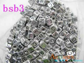  shipping 2 Colors 6mm Charm Cube Alphabet Letter Acrylic Beads  