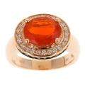 Yach 14k Rose Gold Fire Opal Ring with Diamonds TDW 3/5 carat
