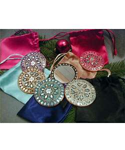 Set of 6 Purse Mirrors with Satin Pouches (India)  