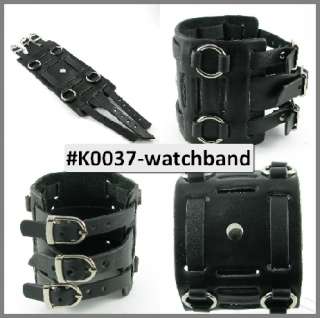 K0837 Function Digital Analog Dual Gothic Watch Ring Wide Black 