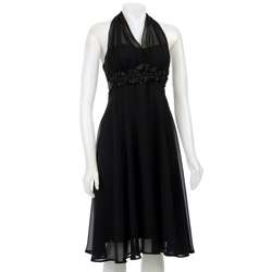 Connected Apparel Womens Black Chiffon Dress  Overstock