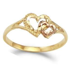   Hearts Ring 14k Yellow Rose Gold Love Band, Size 5: Jewel Roses