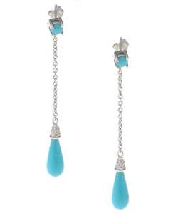 Sterling Silver Turquoise Drop Earrings  Overstock