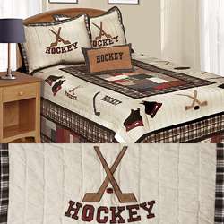 Hockey Time Cotton Patchwork Quilt Set  Overstock