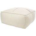 Pin Striped Large Beige Cotton Fabric Poof Ottoman  