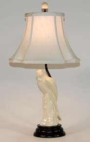 22 High Off White Porcelain Bird Figurine Table Lamp  