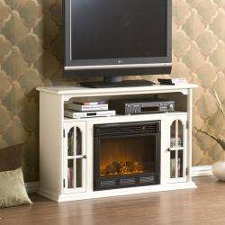 Peyton White Media Console Electric Fireplace  Overstock