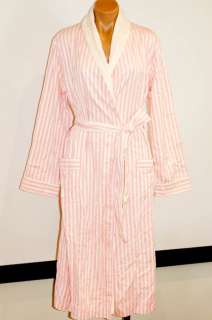 NWT Victorias Secret Logo Woven Cotton & Terry Lined Pink Stripe Robe 
