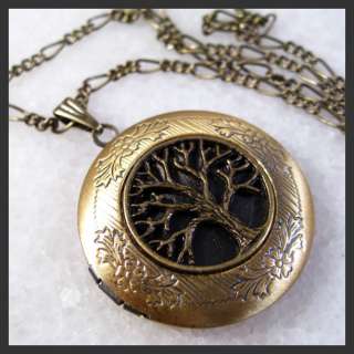 Tree Of Life Brass Picture Locket Pendant Necklace  