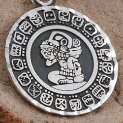 Sterling Silver Mayan Tzolkin Calendar Pendant (Mexico)   