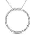 10k White Gold 1/4ct TDW Diamond Circle Necklace (I J, I2 I3)