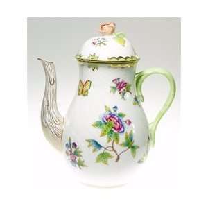    Herend Queen Victoria Coffee Pot With Rose: Kitchen & Dining