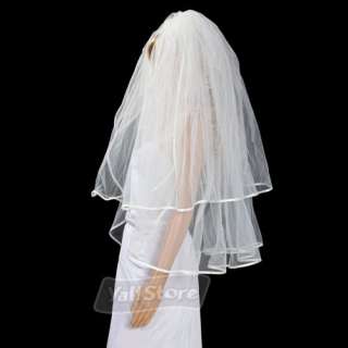   Beautiful Ivory Two Tiers Wedding Bridal Veil with Hair Comb  