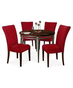 Parson Espresso/Red Dining Table and 4 Chairs  