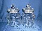 AND DIME STORE SET OF 2 LARGE CLEAR GLASS SCALLOPED STORAGE JARS