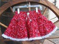 RED Bandana Western Twirl Skirt Sz 6 W/ Lace Brand NEW Cute  