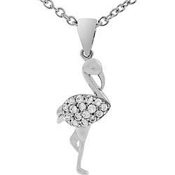Sterling Silver Cubic Zirconia Flamingo Necklace  Overstock